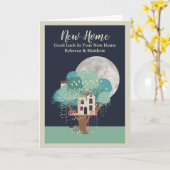 ツリーハウスニューホームナイトタイムウィズムーン カード (黄色い花)