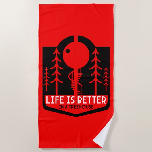 ツリーハウスプレイハウス新学期 ビーチタオル (正面)