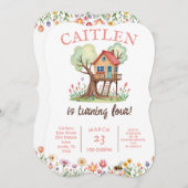 ツリーハウス誕生日自然フラワーズ招待状 招待状 (正面/裏面)