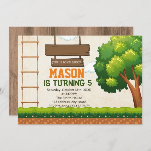 ツリーハウス コースパーティ招待状 招待状 (正面/裏面)