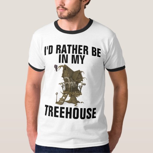 ツリーハウスTシャツでツリーハウスに入りたい Tシャツ (正面)