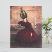 ツリーハット付きヴィンテージクリスマスガール シーズンカード (スタンド正面)