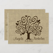 ツリーハート結婚の応答カード インビテーションポストカード (正面/裏面)