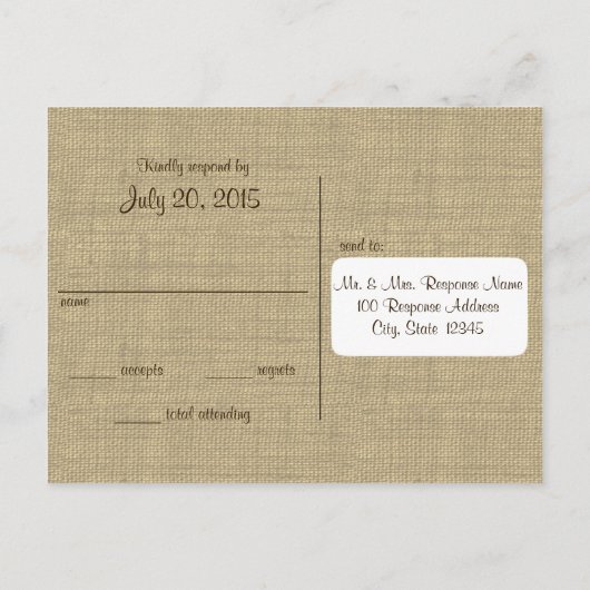 ツリーハート結婚の応答カード インビテーションポストカード (裏面)