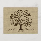 ツリーハート結婚の応答カード インビテーションポストカード (正面)