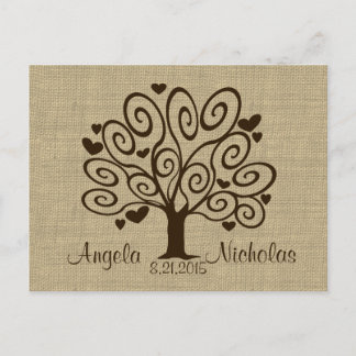 ツリーハート結婚の応答カード インビテーションポストカード