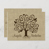 ツリーハート結婚の応答カード インビテーションポストカード (正面/裏面)