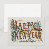 ツリーバンク、どんぐり、花の新年 ポストカード (正面/裏面)