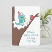 ツリーバード編み物の針糸クリスマスカード シーズンカード (スタンド正面)