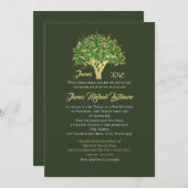 ツリーバー(ユダヤ教の)バル・ミツバーゴールデンスターオブデイビッド招待状 招待状 (正面/裏面)