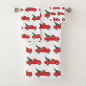 ツリーパターンバスタオルセット付き赤トラック バスタオルセット (インサイチュ)