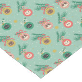 ツリーパターン上の猫オーナメント ショートテーブルランナー (コーナー)