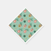 ツリーパターン上の猫オーナメント スタンダードカクテルナプキン (角)