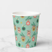 ツリーパターン上の猫オーナメント 紙コップ (裏面)