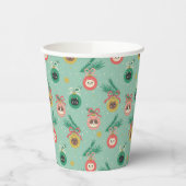 ツリーパターン上の猫オーナメント 紙コップ (左)