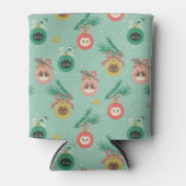 ツリーパターン上の猫オーナメント 缶クーラー (正面)