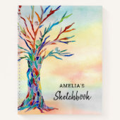 ツリーパーソナライズされたカラフルスケッチブック ノートブック (正面)