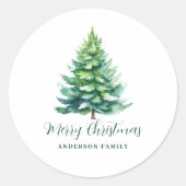 ツリーパーソナライズされたクリスマス ラウンドシール (正面)