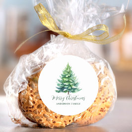ツリーパーソナライズされたクリスマス ラウンドシール