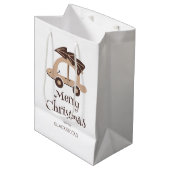 ツリーパーソナライズされた付き陽気なクリスマスカー ミディアムペーパーバッグ (正面アングル)