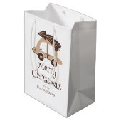 ツリーパーソナライズされた付き陽気なクリスマスカー ミディアムペーパーバッグ (裏面アングル)