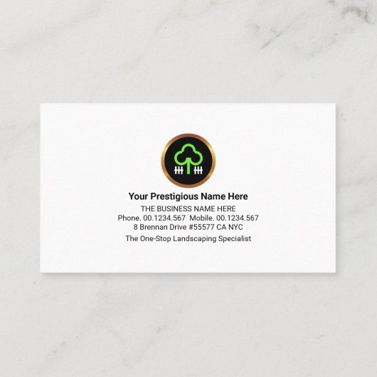 ツリーピケットフェンス芝生の気に風景 名刺 (裏面)