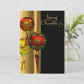 ツリーファンシーオーナメントレッド金ゴールドクリスマスパーティー 招待状 (スタンド正面)