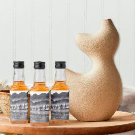 ツリーフォレストマウンテンブラック&ホワイトサンキューミニ リキュールボトルラベル