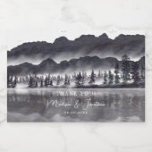 ツリーフォレストマウンテンブラック&ホワイトサンキューミニ リキュールボトルラベル (シングルラベル)