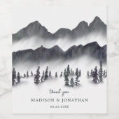 ツリーフォレストマウンテン白黒サンキュー結婚ズ ワインラベル (シングルラベル)