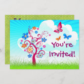 ツリーフラワーバタフライ 招待状 (正面/裏面)