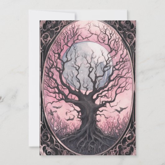 ツリーフル不気味ムーンピンクスカイハローウィンパーティ 招待状 (裏面)