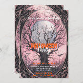 ツリーフル不気味ムーンピンクスカイハローウィンパーティ 招待状 (正面/裏面)