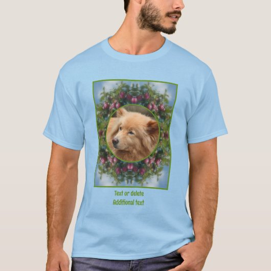 ツリーフレーム上のリンゴ自分の写真を作成 Tシャツ (正面)