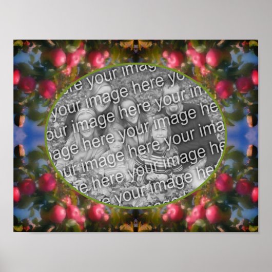 ツリーフレーム上の赤りんご写真を追加 ポスター (正面)