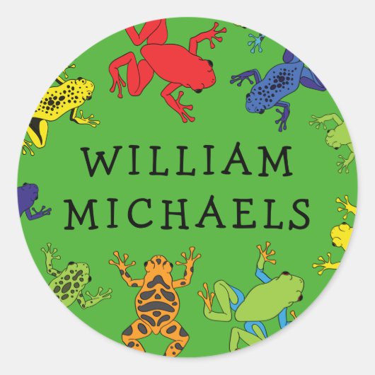 ツリーフロッグキュートkidの名前封筒用シールシール ラウンドシール (正面)