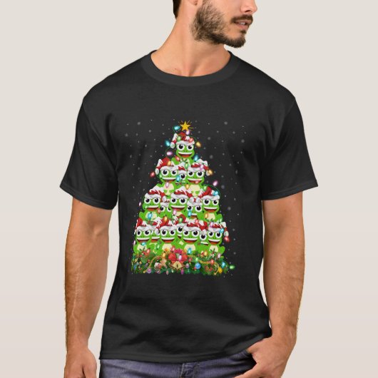 ツリーフロッグクリスマスツリー照明サンタツリーフロッグクリス Tシャツ (正面)
