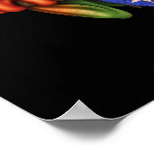 ツリーフロッグ遊のプエルトリコ国旗のギターブラック ポスター (角)