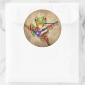 ツリーフロッグ遊のプエルトリコ国旗のギター ラウンドシール (バッグ)