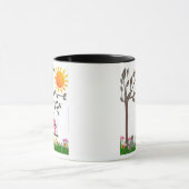 ツリーブランチで振れている小さいピンクのフクロウ マグカップ (中央)