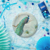 ツリーブランチのエレガントな金ぱくの一見の孔雀 ペーパープレート (パーティー)