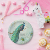 ツリーブランチのエレガントな金ぱくの一見の孔雀 ペーパープレート (パーティー)