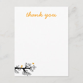 ツリーブランチのシンプルな鳥は感謝していしています サンキューカード