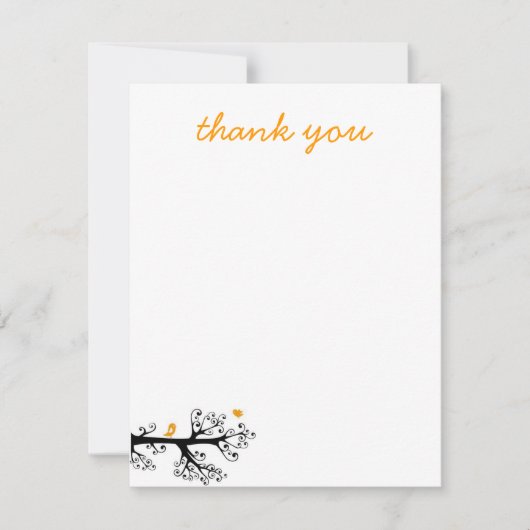 ツリーブランチのシンプルな鳥は感謝していしています サンキューカード (正面)