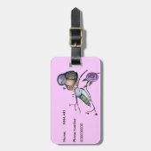 ツリーブランチの母およびベビーのフクロウ ラゲッジタグ (正面縦)