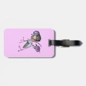 ツリーブランチの母およびベビーのフクロウ ラゲッジタグ (裏面横)