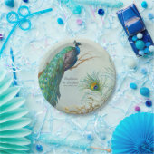 ツリーブランチの芸術のパーソナライズでエレガントな孔雀 ペーパープレート (パーティー)