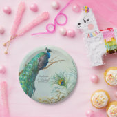 ツリーブランチの芸術のパーソナライズでエレガントな孔雀 ペーパープレート (パーティー)