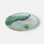 ツリーブランチの芸術のパーソナライズでエレガントな孔雀 ペーパープレート (アングル)