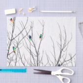 ツリーブランチの芸術的で明るい鳥 薄葉紙 (クラフト)